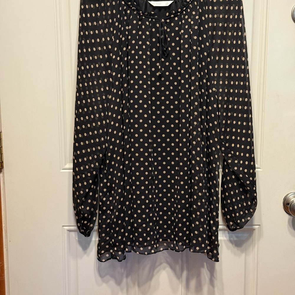 LC Lauren Conrad Black Blouse with Cream Dots size 3X NWT